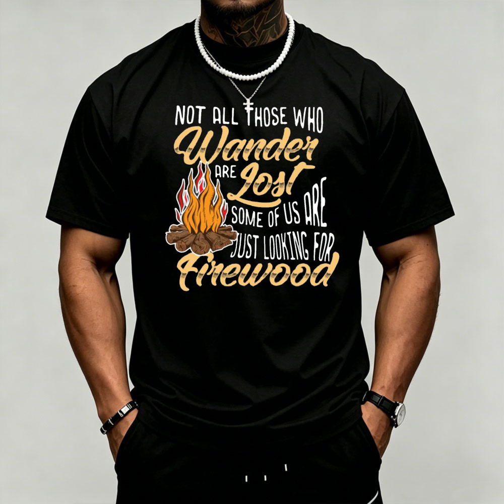 Outdoor Adventure Quotes - Amping Kamp Ateşi Grafik Erkek T-Shirt